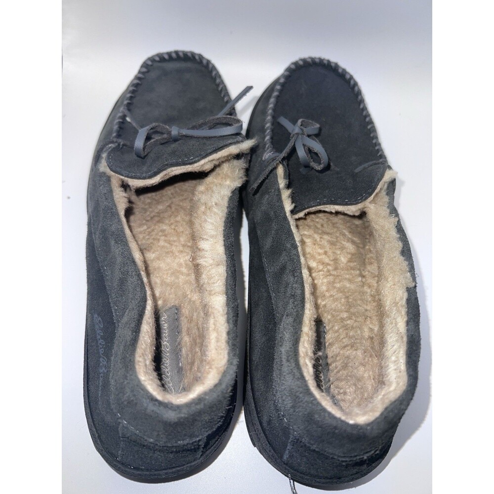 Eddie Bauer Cordova Slippers Mens Sz L 9.5-10.5 Grey Suede Warm Cabin Cozy Gorp - Picture 10 of 11